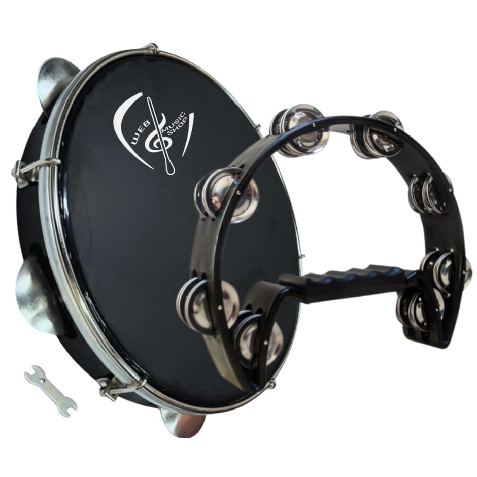 Kit Pandeiro 10" Polegadas Pele Preta + Meia Lua Preta - Web Music