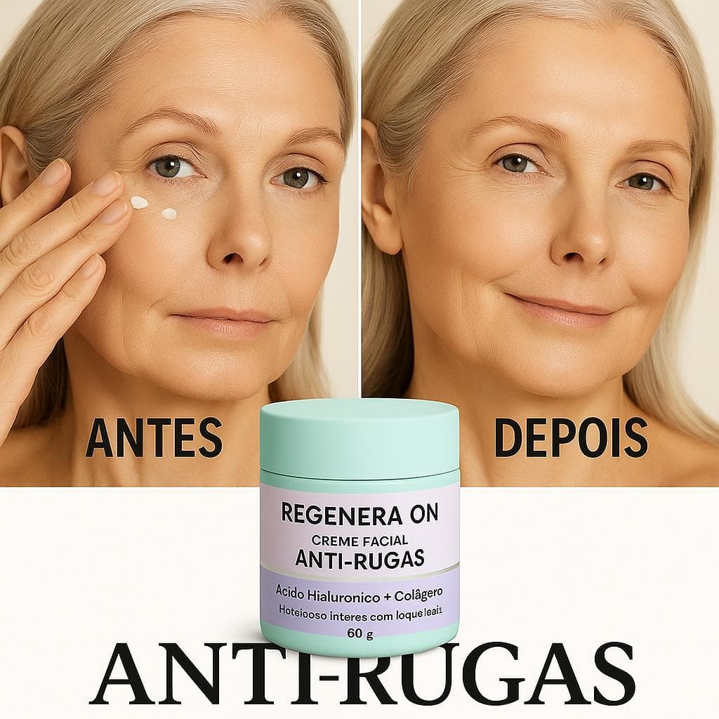 Creme Anti Rugas Colágeno e Ácido Hialurônico Regenera On Reduz Linhas de Expressão e Ressecamento