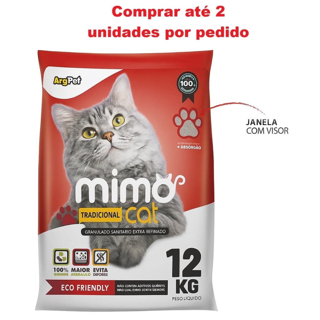 Areia Sanitária para Gatos - MimoCat Tradicional Embalagem Econômica– Antiodor, Alta Absorção 12kg