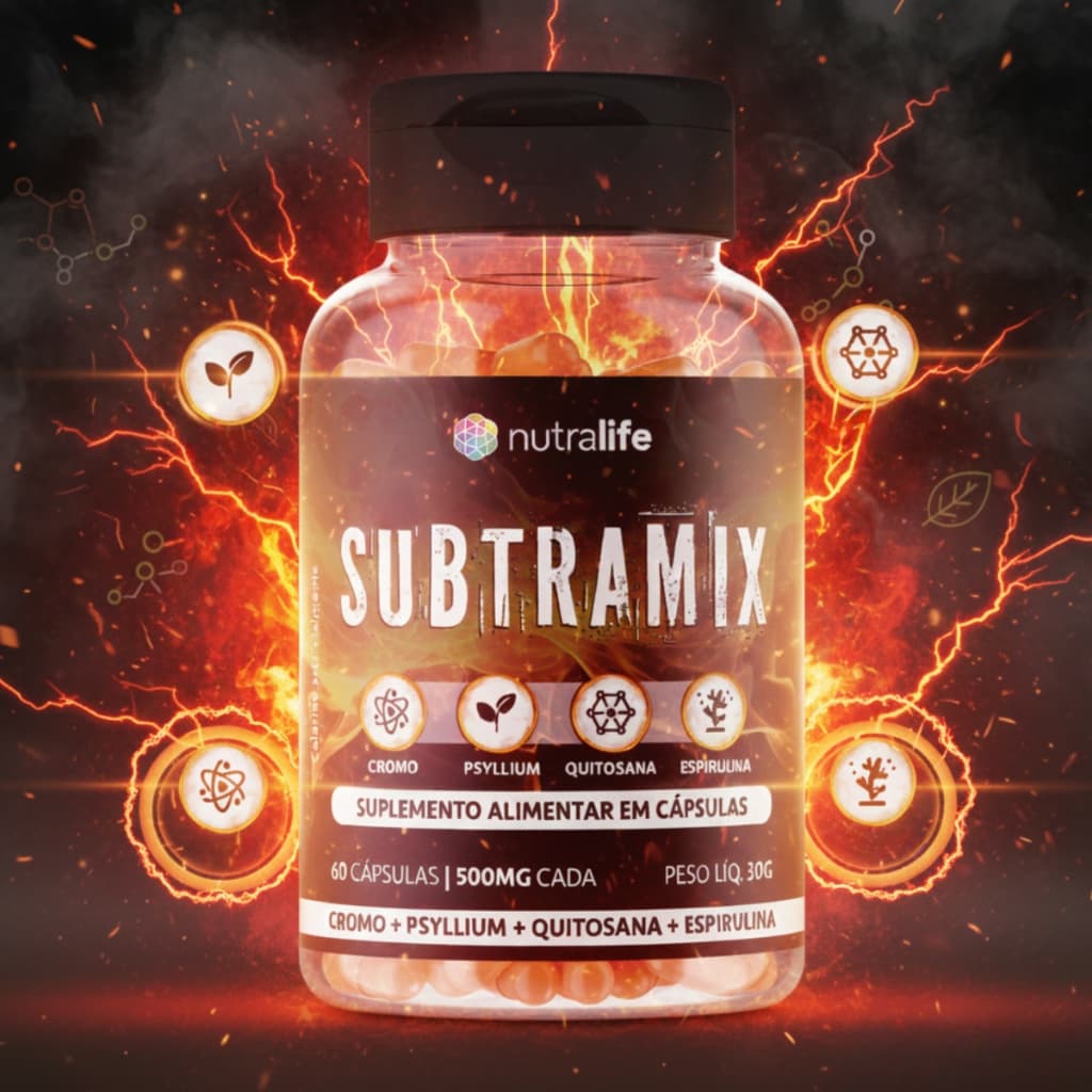 Subtramix Psyllium Espirulina Quitosana Cromo 60 Cáps 500mg 100% Natural Nutralife