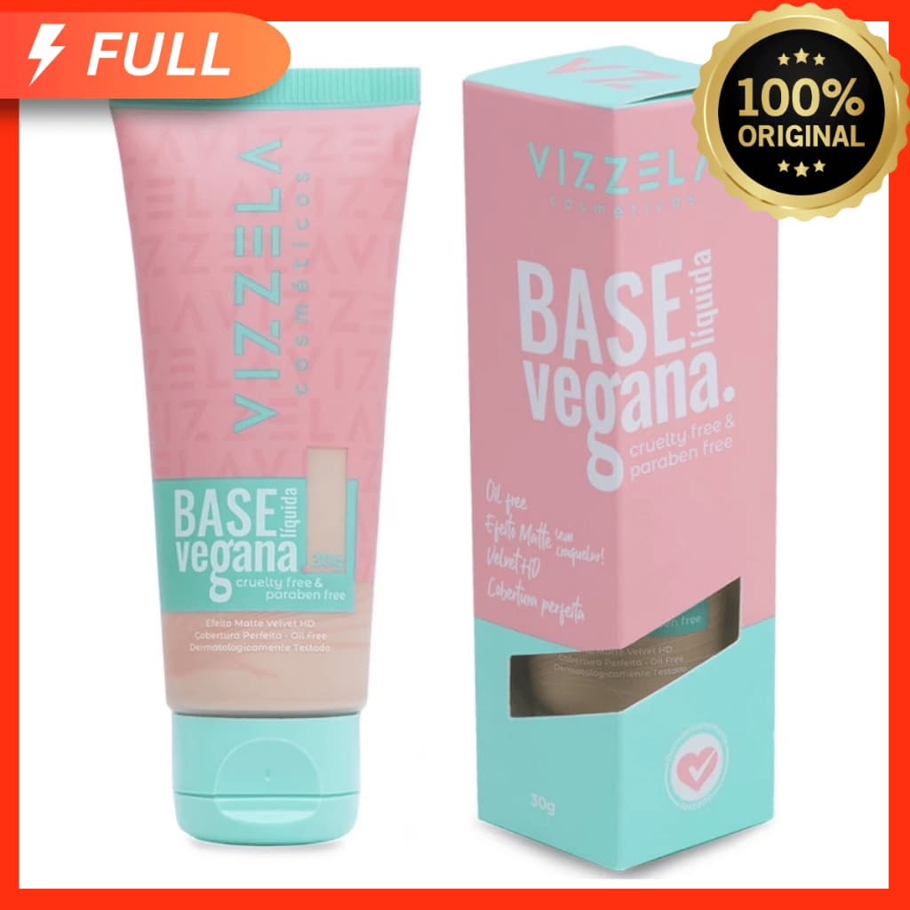 Base Líquida Matte Velvet HD Perfeita 30g Vegana - Vizzela