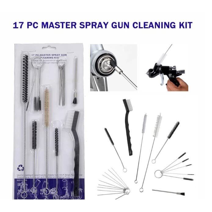 17 Pçs Aerógrafo Pistolas Bico Limpeza Kit De Ferramentas Reparo Agulha & Escova Conjunto Acessórios Limpos (3532)
