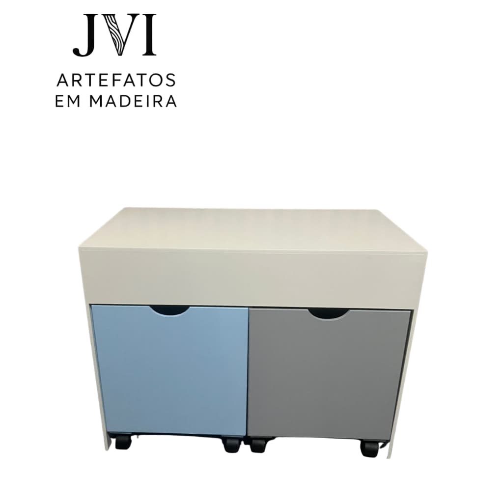 *NOVIDADE* Caixa Organizadora Infantil Azul e Cinza Com Gavetas em Mdf