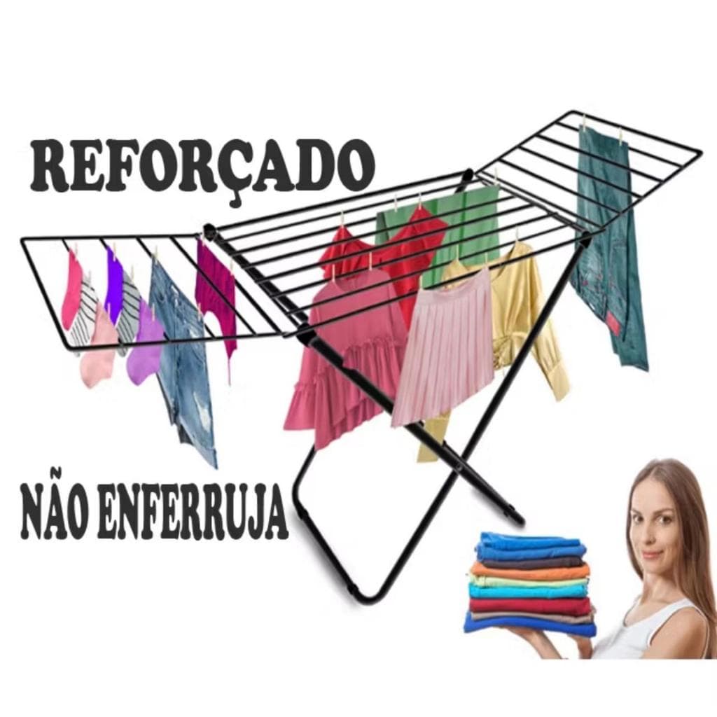 Varal De Chão Varal de Apartamento Retratil Com Abas Reforçado Dobrável Aço Secalux 12kg