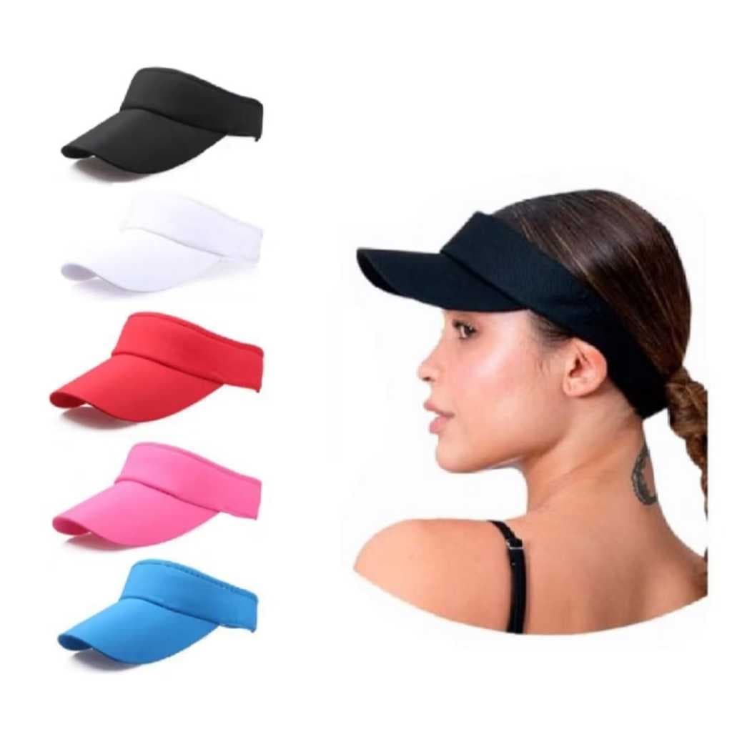 Kit de 5 Viseiras Dri Fit Esportiva Aba Curva Viseira Lisa Com Proteção UV Praia, Academia