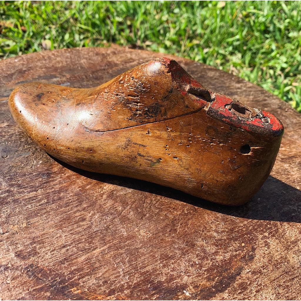 Forma De Sapato Antiga Infantil Em Madeira Maciça Decoração Retrô Vintage Antiguidade