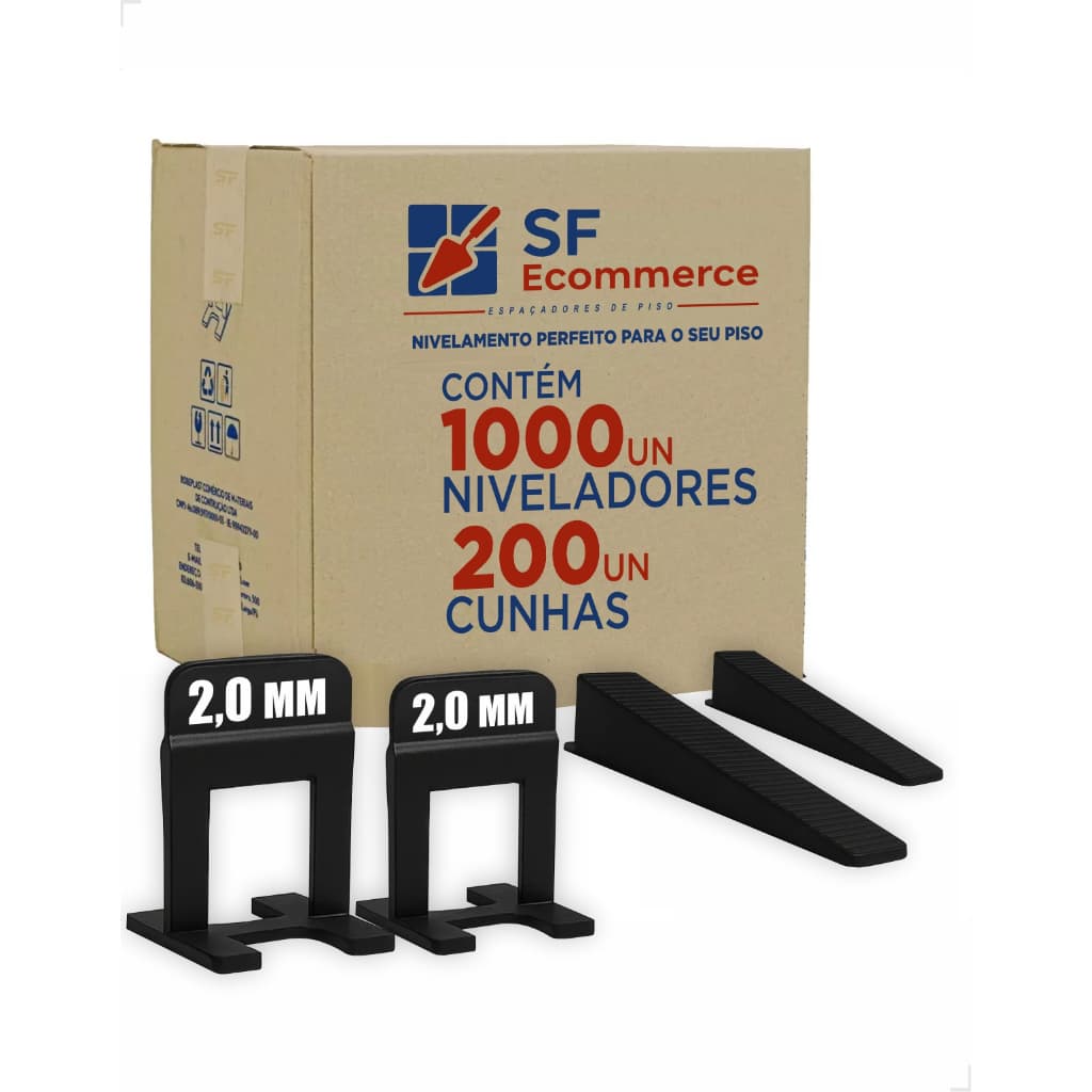 Kit 200 Cunhas Slim + 1000 Und Espaçadores Niveladores 1mm, 1.5mm, 2mm Slim SF Ecommerce