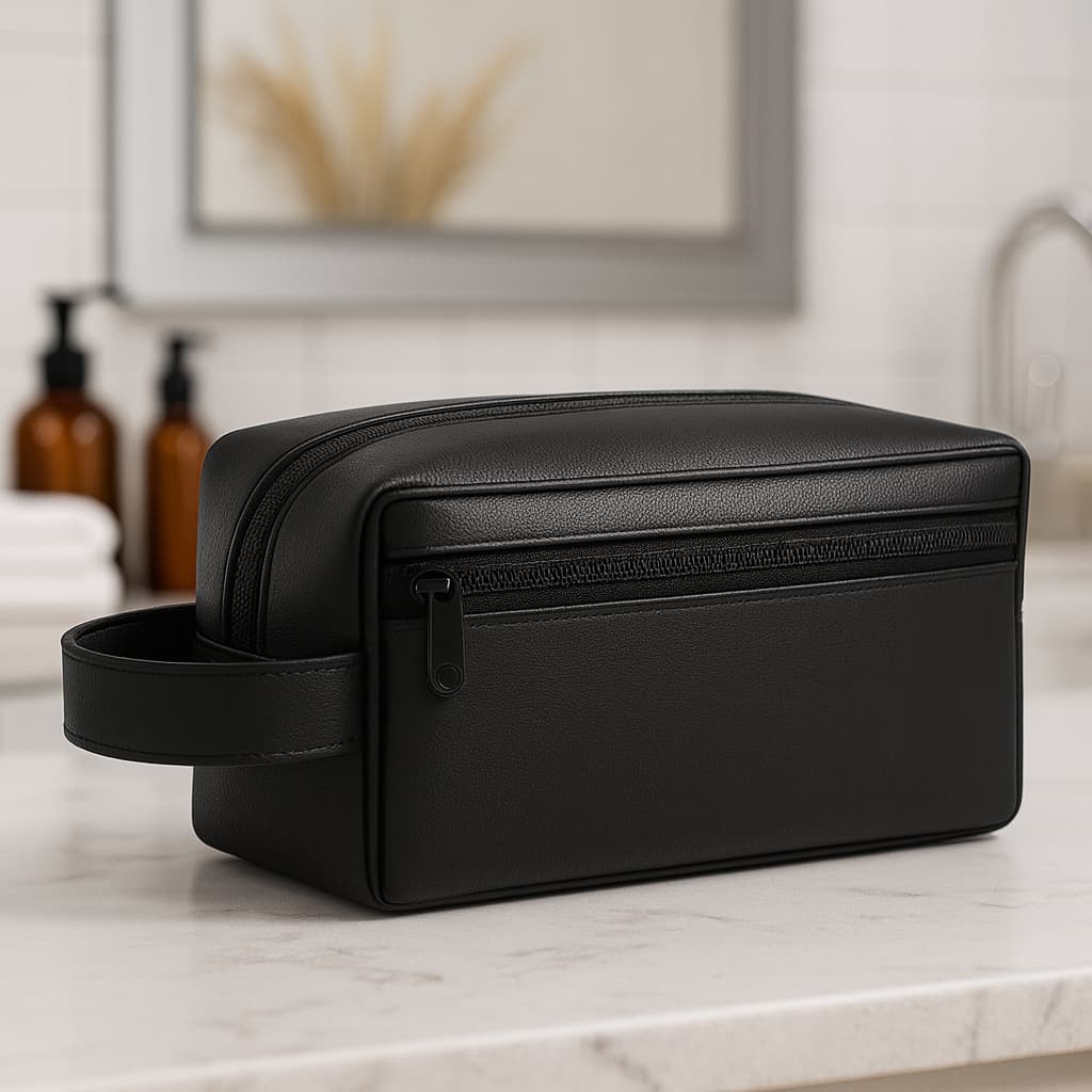 Nécessaire Unissex Premium de Couro Sintético - Organizador de Viagem Resistente e Elegante