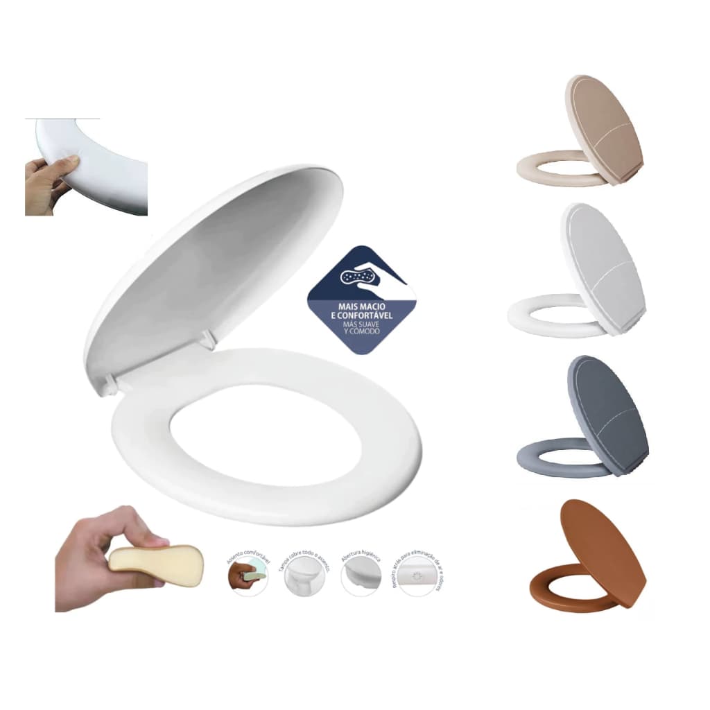Assento Sanitário Almofadado Fofinho Universal Tampa Vaso PLUS Cores Para Vaso Deca Icasa logasa fiorio incepa..