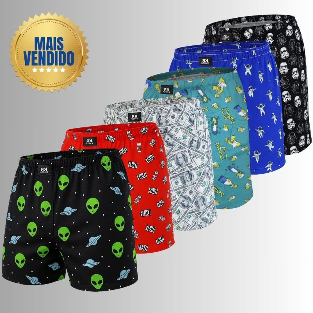 Kit 6 Cuecas Samba Canção Masculina – Tecido Geladinho, Conforto Máximo, Estampas Sortidas