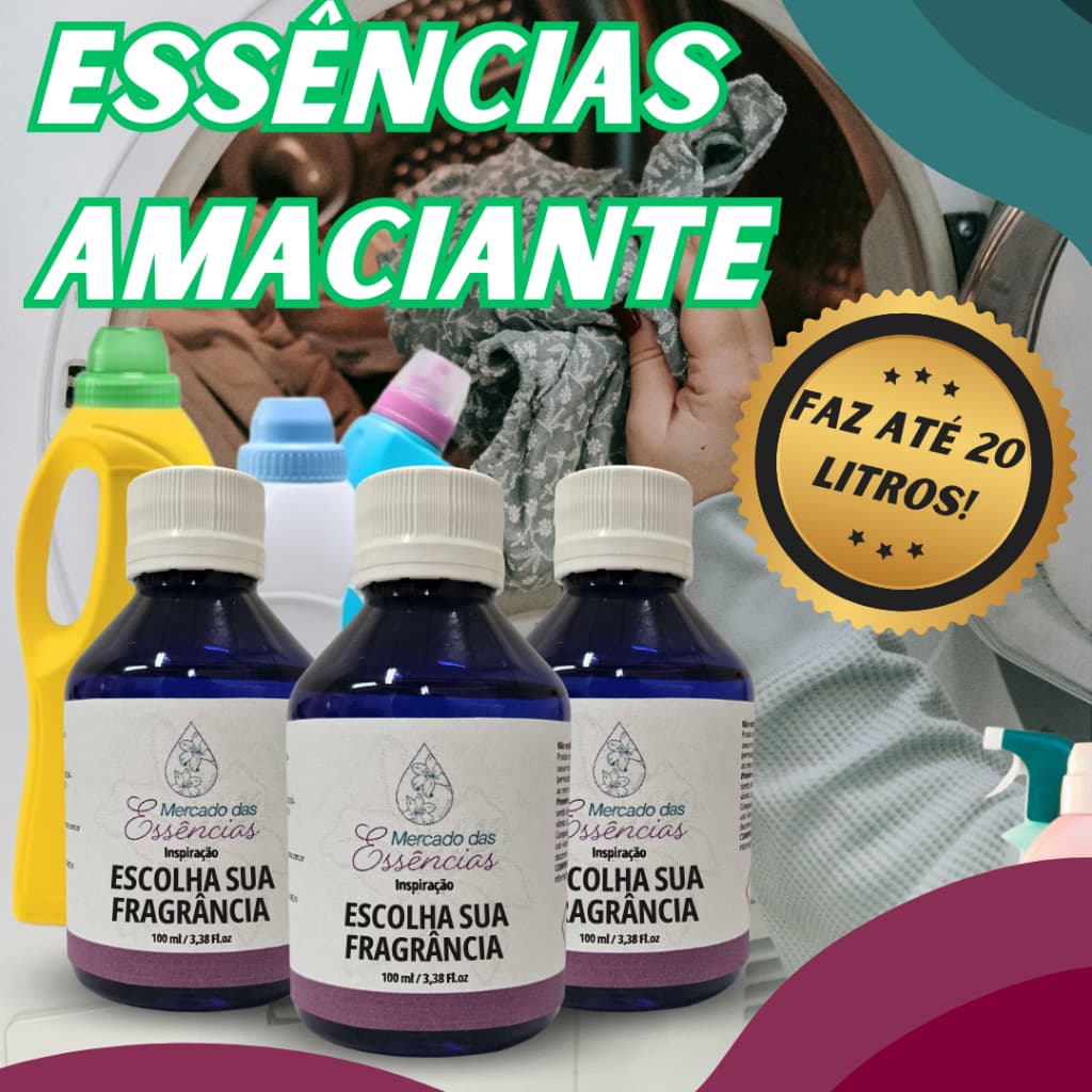 Essência para Amaciante Roupas Limpas 100ml Aroma Clássico com Toque Suave e Aconchegante Fresco