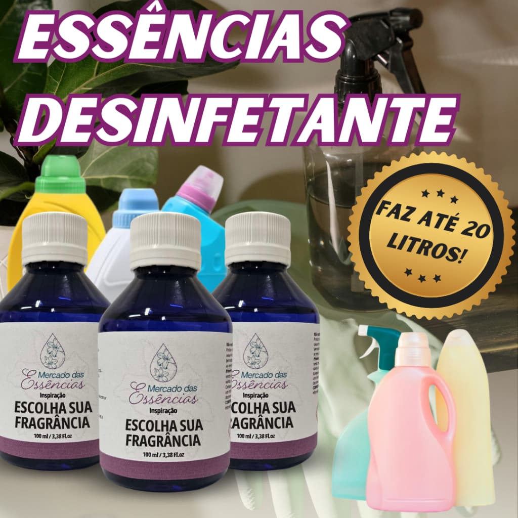 Essência Para Saneantes, Desinfetantes, Limpadores 100ml, Super Concentrada e Neutraliza Odores