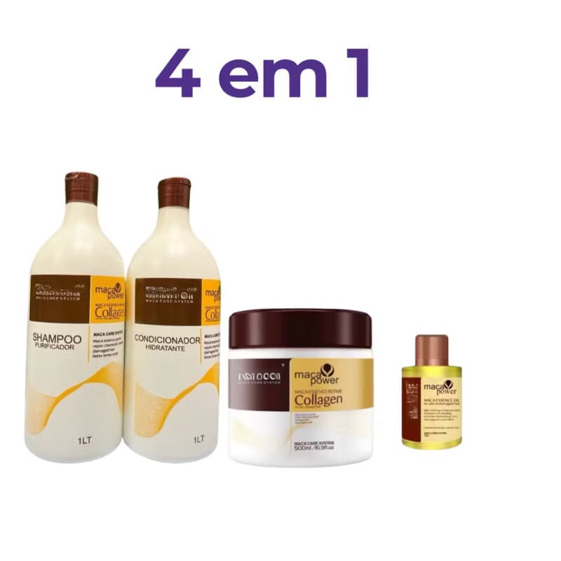 kit 4x1 Shampoo1l condicionador 1l máscara 500 Gr óleo