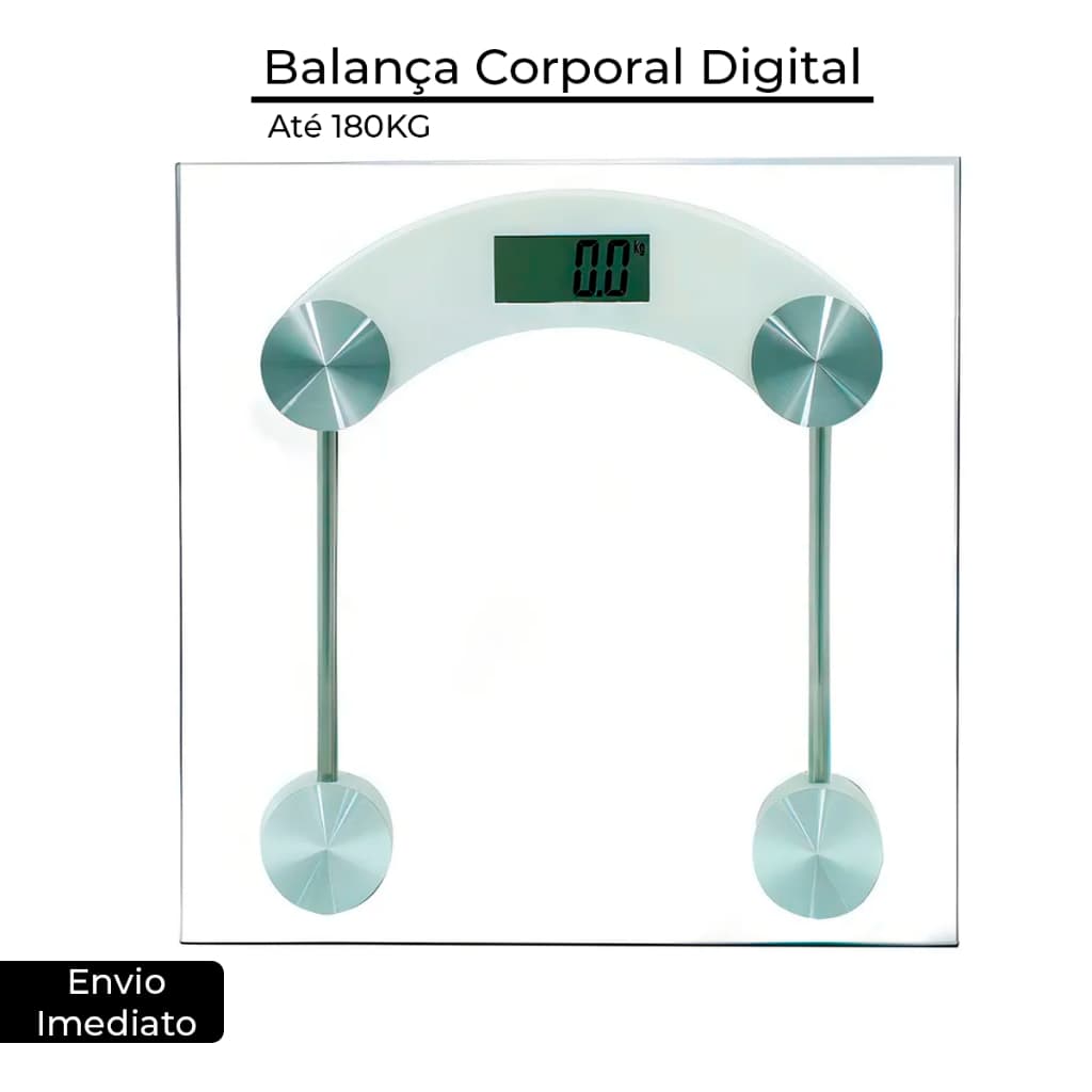 Balança Corporal Digital até 180kg com Vidro Temperado