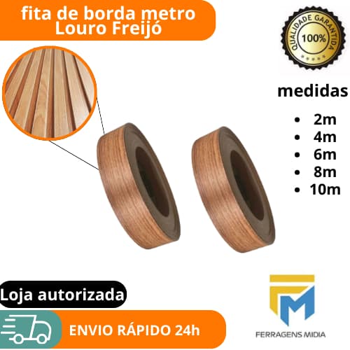 Fita de borda para moveis mdf  Louro Freijó Por Metro 2 - 4 - 6 - 8 - 10 Metros