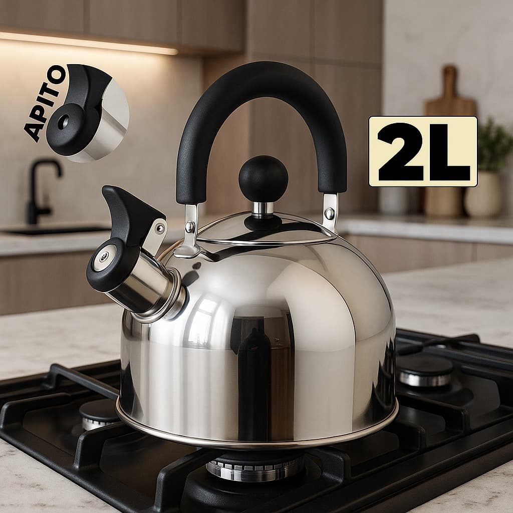 Chaleira Com Apito Inox Ferve Rápido Fogão Gás Indução Elétrico