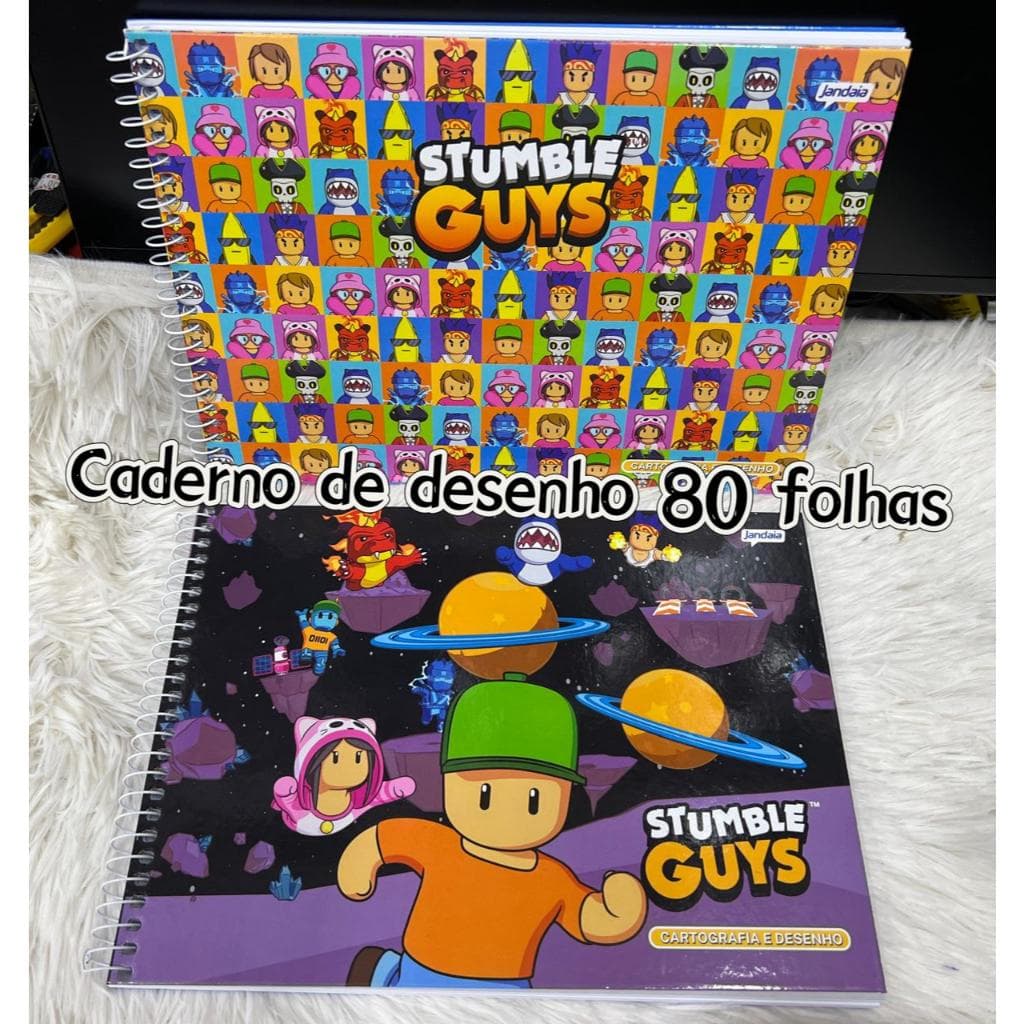 Caderno Desenho e Cartografia Stumble Guys 2026 Capa Dura 80 Folhas - Jandaia--