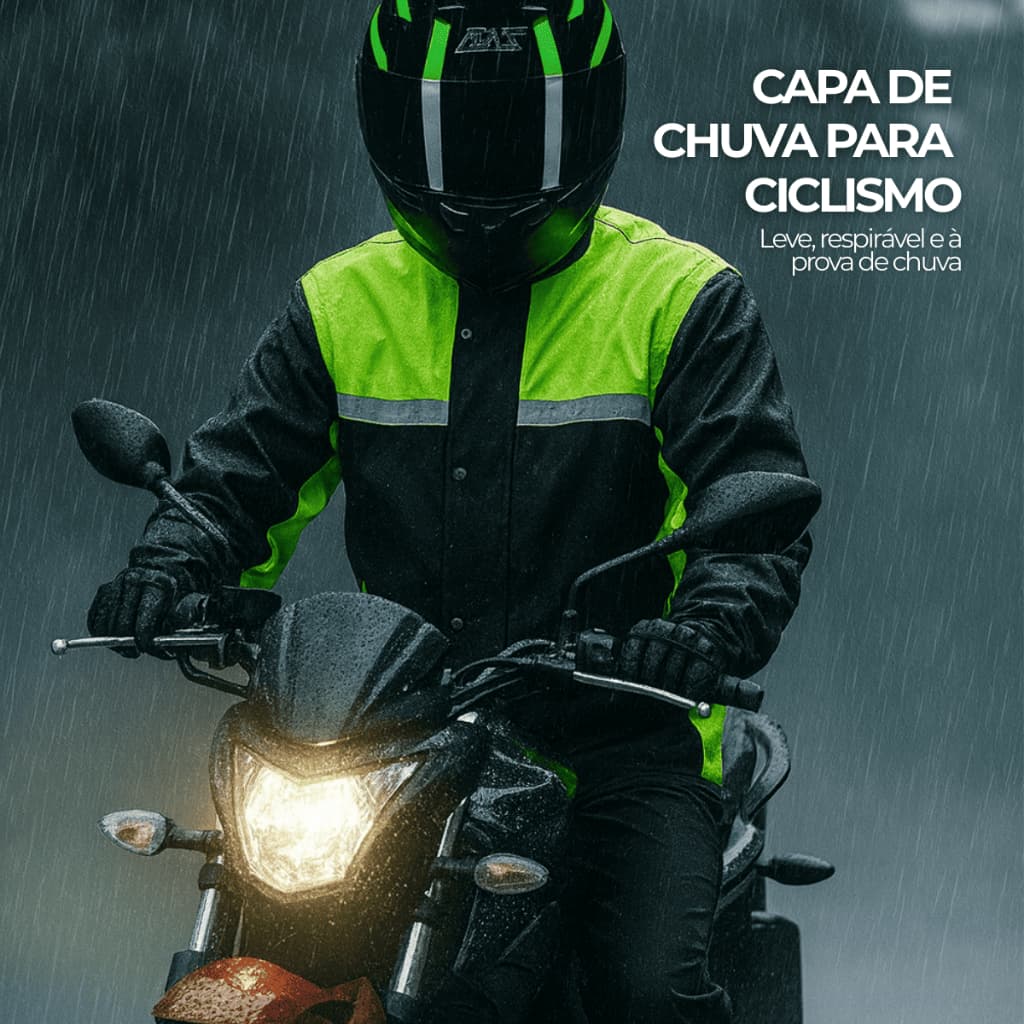 Capa de Chuva Moto Com Capuz Impermeável Motoqueiro Reforçada