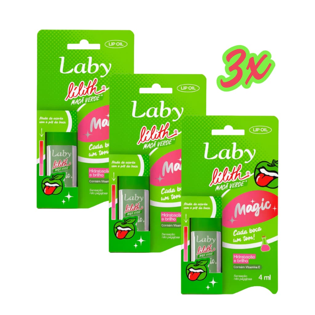 Lip Oil Magic Maçã Verde Laby Bala Lilith Laby pH 4ml - Reage com pH da Boca - ENVIO RÁPIDO 24H