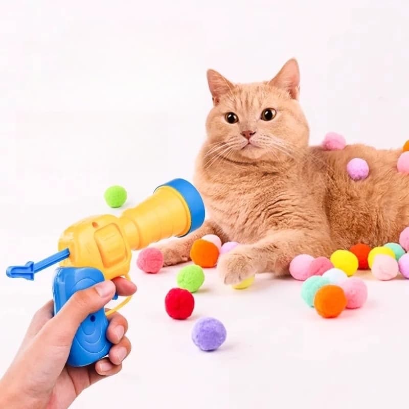 Brinquedo Interativo Para Gatos Arminha de Bolinha Lançador Seguro e Reutilizável