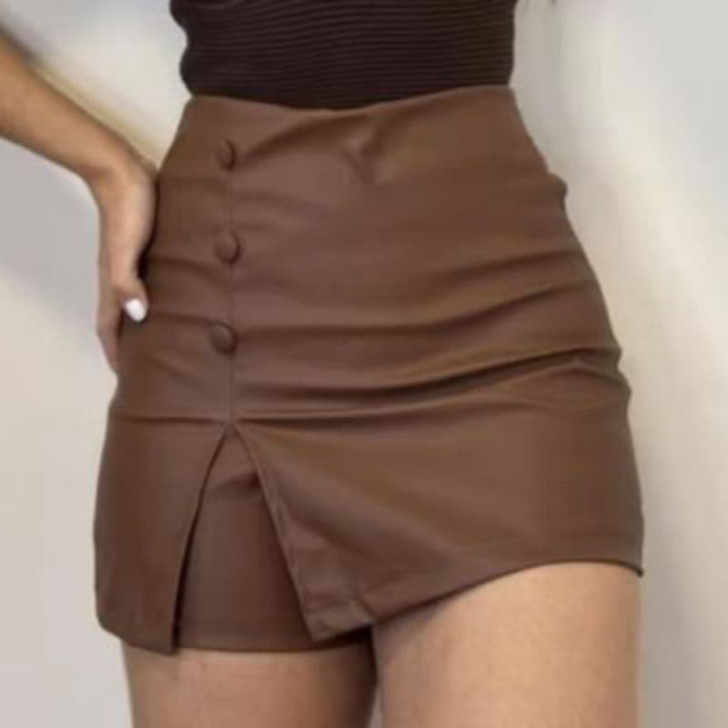 Shorts Saia Couro Fake para Mulheres com Estilo Casual e Confortável