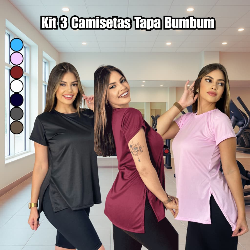 Kit 2 Blusas Feminina Academia Dry Fit Camisa Caminhada Musculação Treino camiseta tapa bum bum