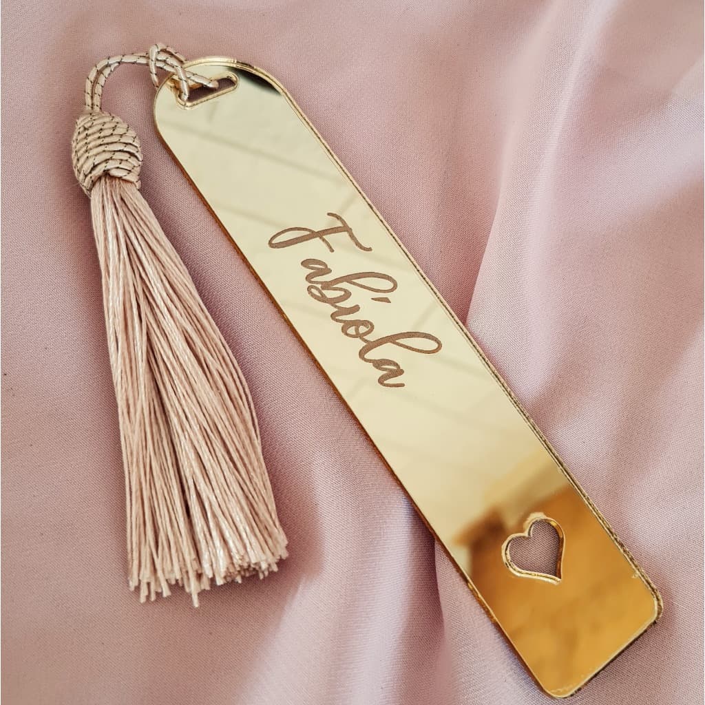 Marca-Páginas em Acrílico Espelhado • Personalizado com Nome • Presente para Leitores