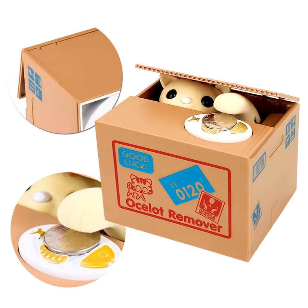 Cofrinho Gatinho que Puxa Moeda