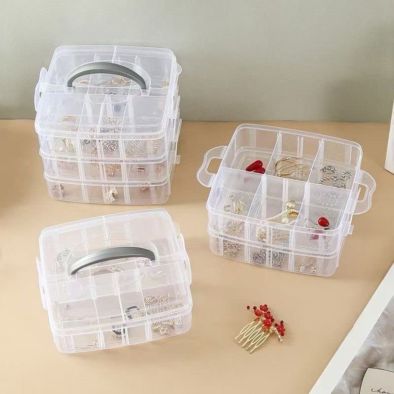 Organizador Caixa Plastica Com divisórias Para organizar Bijuterias Acessórios De Pesca Costura E Remédios 3 Andares