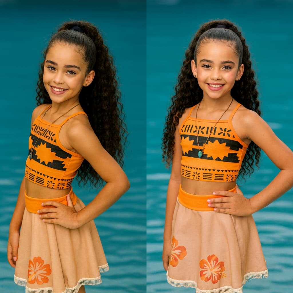 Fantasia Moana Infantil e Juvenil Menina Conjunto Blusa Elanca Light e Saia  Microfibra 2 ao 14 Anos