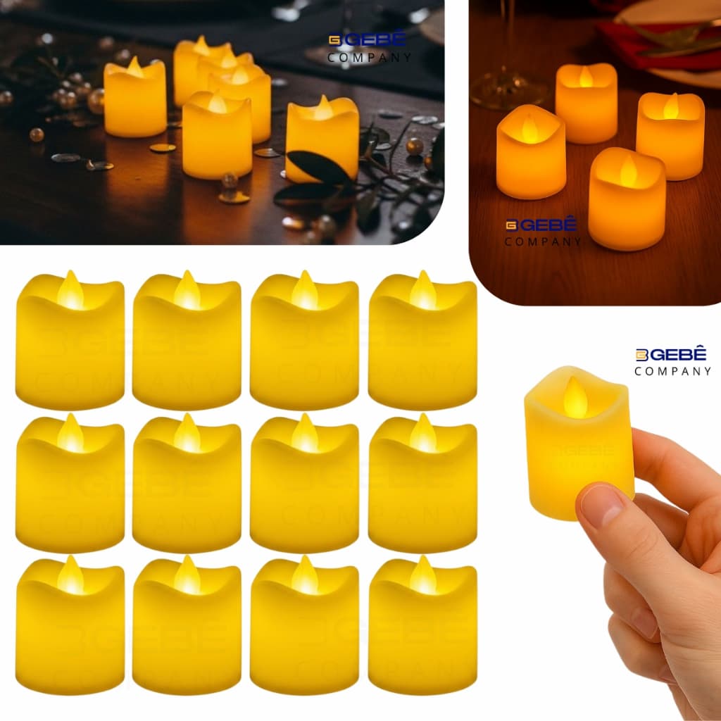 Kit 12/24/48 Velas Led Eletrônica Chama Amarela Escorrida