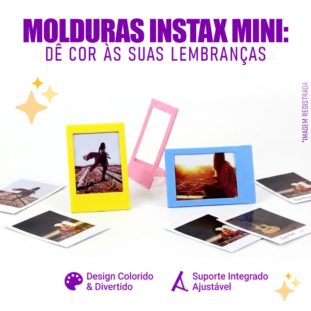 Porta Foto Fujifilm Kit C/5 Molduras coloridas Para Instax 8 9 11 12 Kit com Decoração de Mesa
