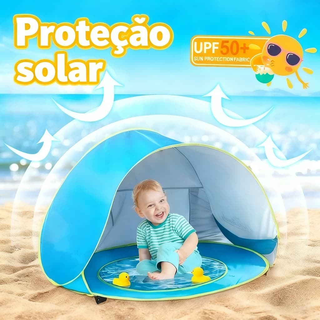 Tenda De Praia Pop-Up Infantil-Abrigo Solar UV Para Piscina E Brincadeiras Ao Ar Livre