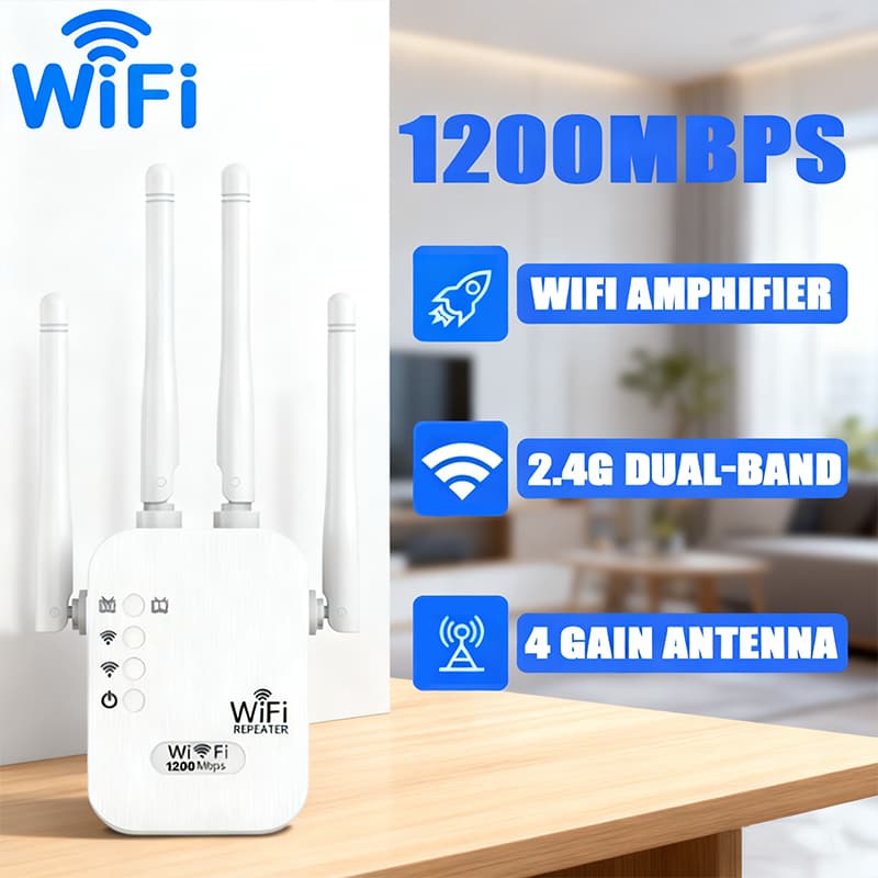 Repetidor WiFi 1200Mbps Amplificador de sinal repetidor e roteador Rápido 4 Antenas 110v/220v G8