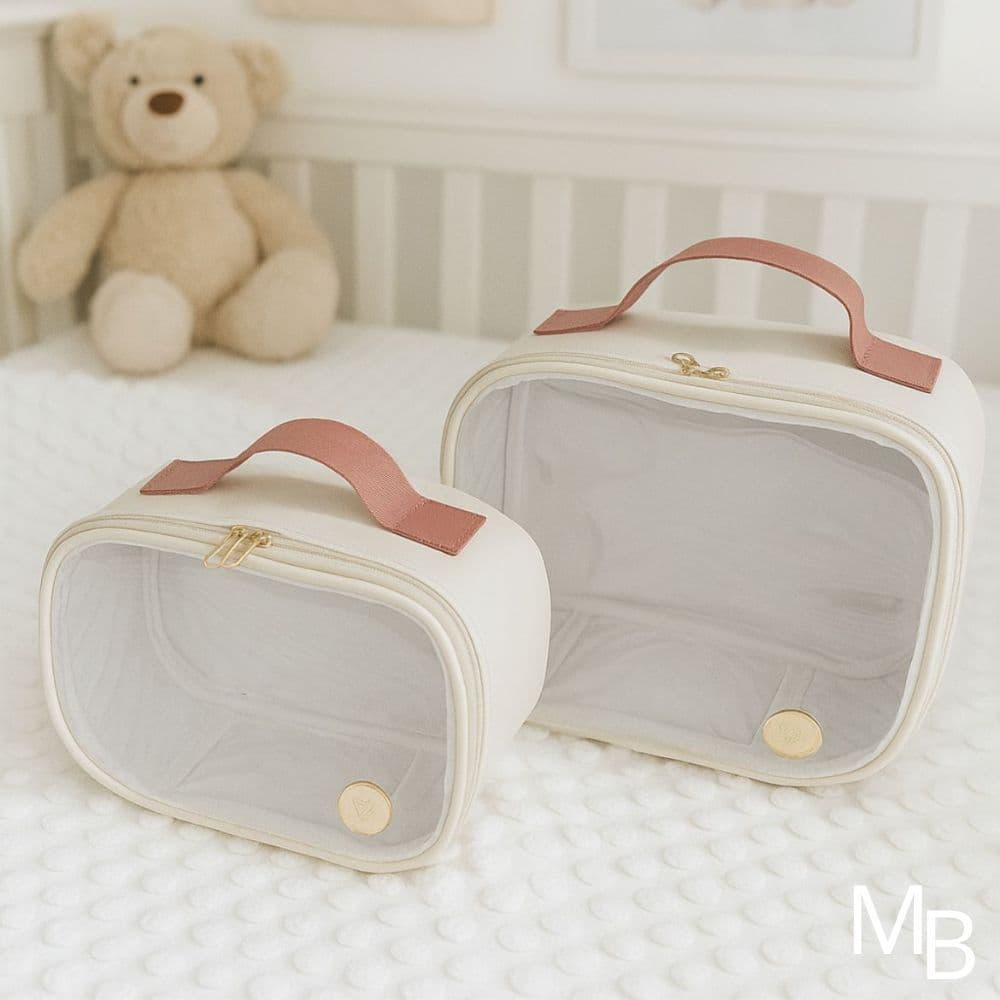 kit necessaire transparente 2 peças maleta organizadora fraldas e remédios