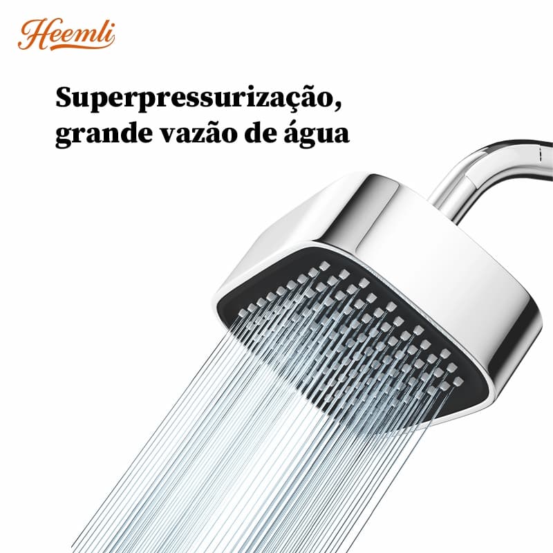 Heemli ABS Cromado Ducha de Teto - Grande área de água, 360°, pressurização, resistente, 15x10cm, fixo, eleve seu banho