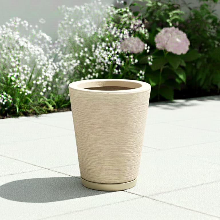Vaso para Planta Decorativo Cone Redondo Escovado N°1 Luxo Moderno com Prato