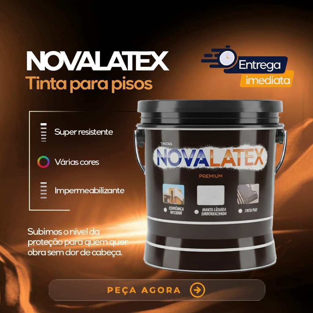 Tinta Piso 18KG NOVALATEX Secagem Rápida Durabilidade Alta Resistência Antiderrapante Pouco Cheiro