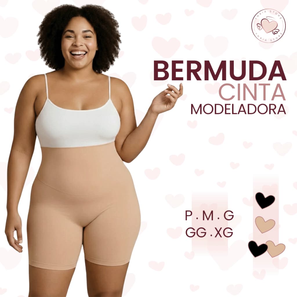 Bermuda Cinta Modeladora Redutora Alta Compressão Não Enrola Até Plus Size