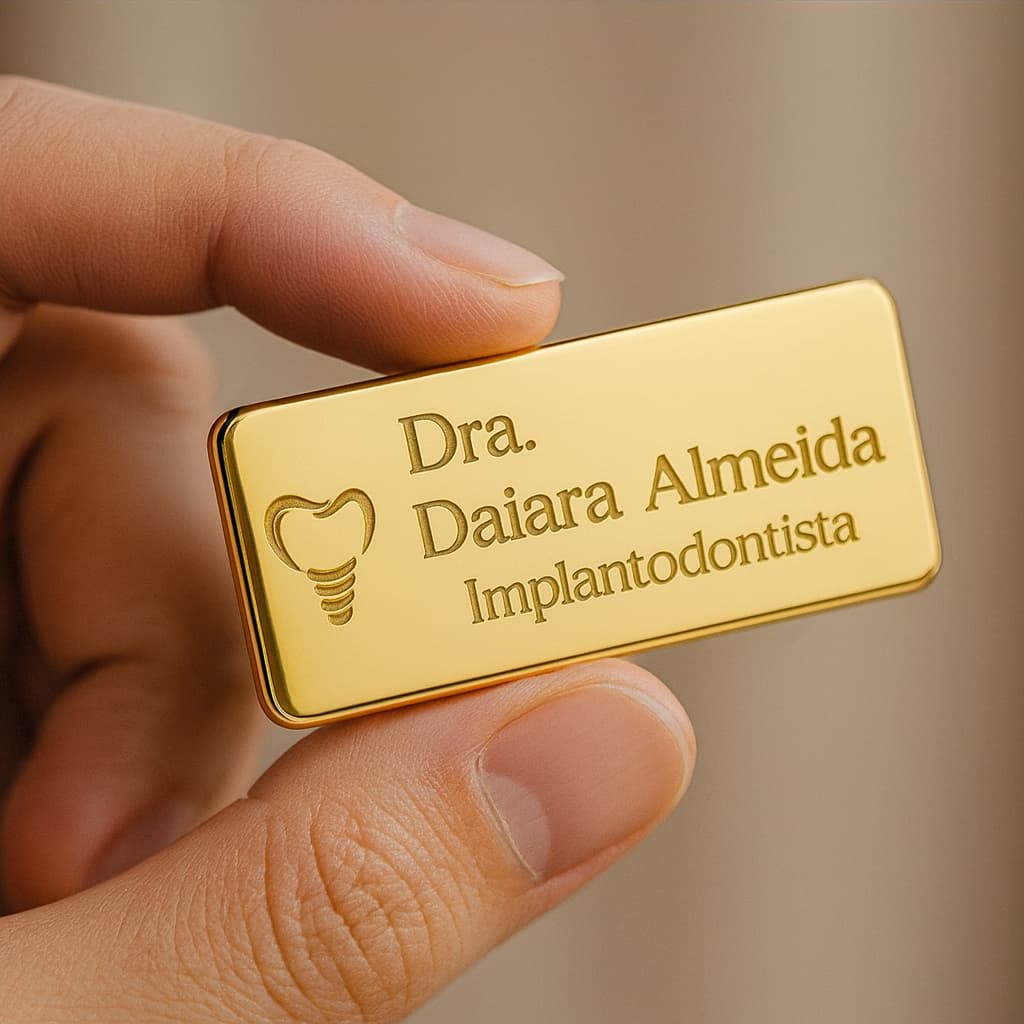 Broche Crachá Magnético Personalizado Nome Profissão Empresa Loja