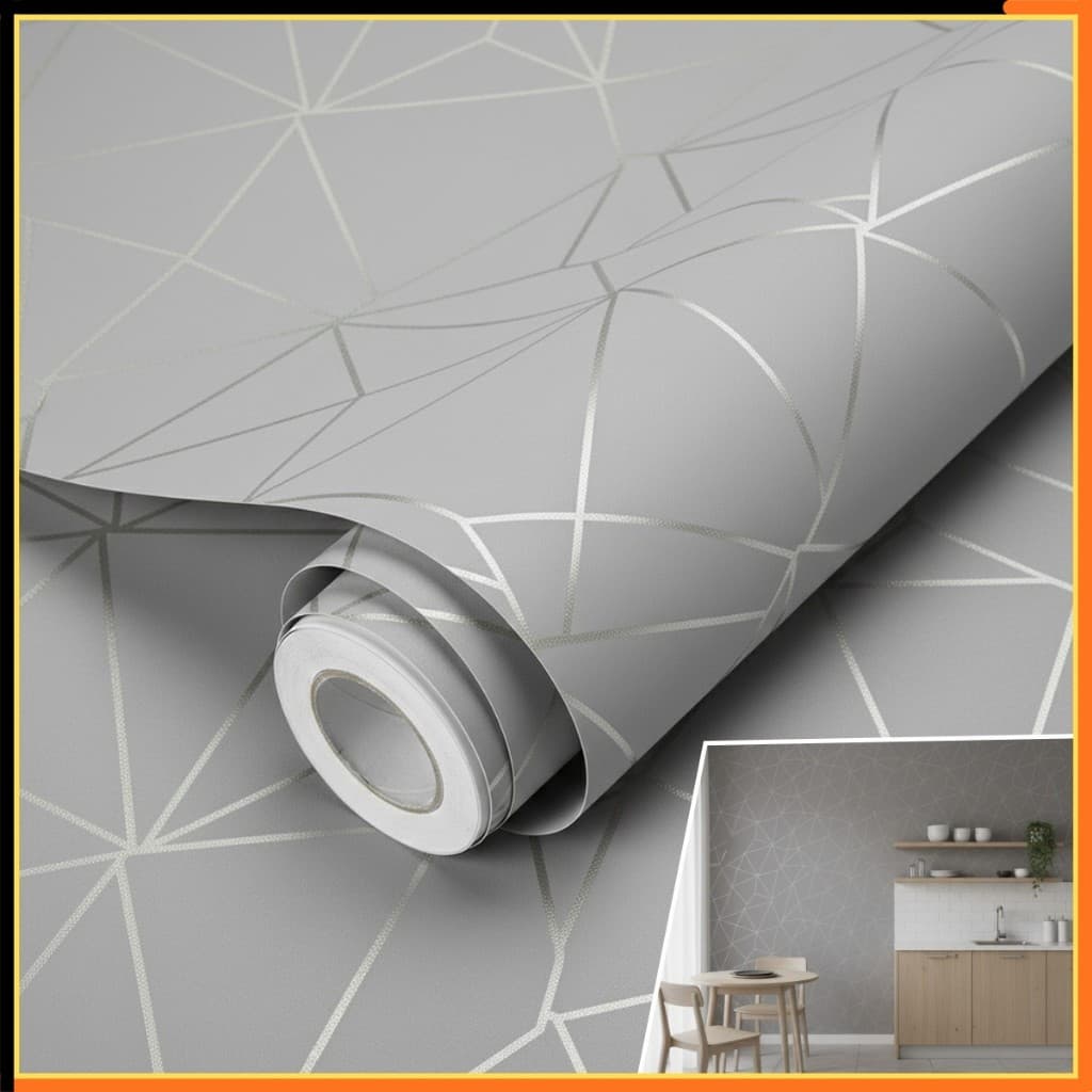 Papel de Parede Zara Cinza linha Prata 5 METROS Adesivo Autocolante para Sala, Quarto