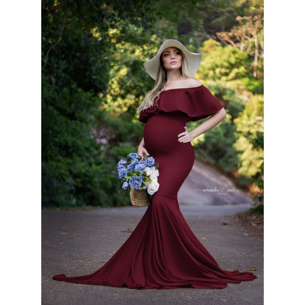 Vestido ciganinha para ensaio de gestante 2 em 1