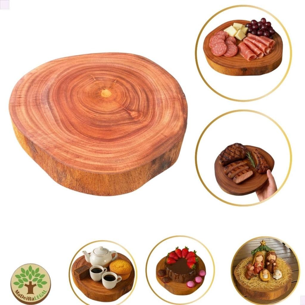 Tábua de Mogno Africano Multiuso Para Frios Carnes doces e bolos café Decoração Buffet