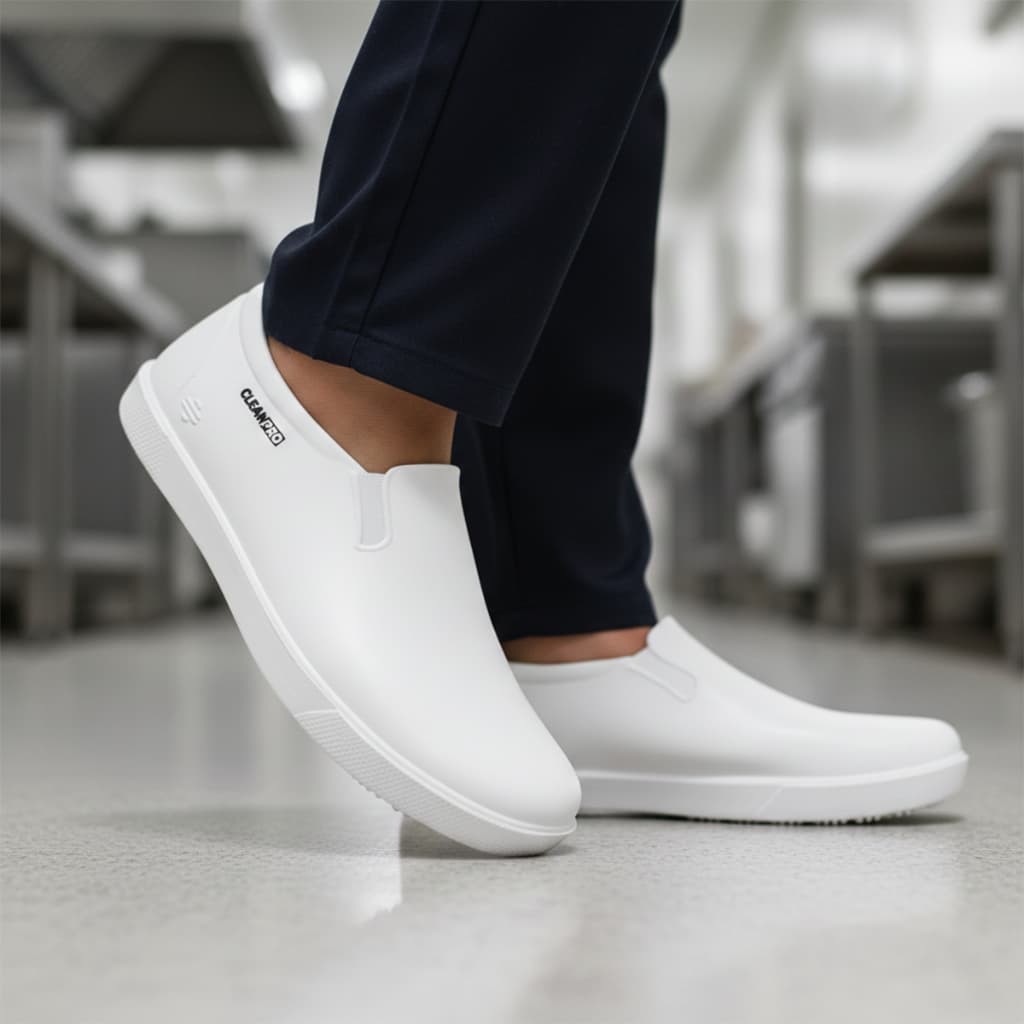 Tenis Sapato Antiderrapante Fechado Emborrachado TPE Para Limpeza Profissional de Cozinha Cozinheiro