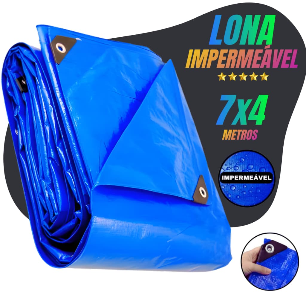 Lona Impermeável 7x4 Premium Proteção Plástica Reforçada com Ilhós para Camping, Carreta e Telhado