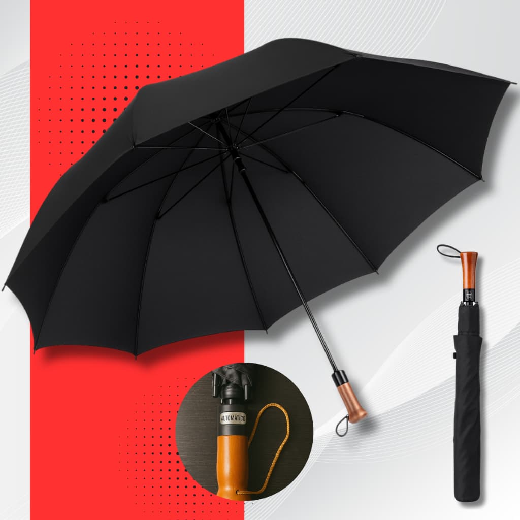 Guarda Chuva Automático Grande Duplo Original Reforçado Preto Unissex Sombrinha Proteção Solar UV