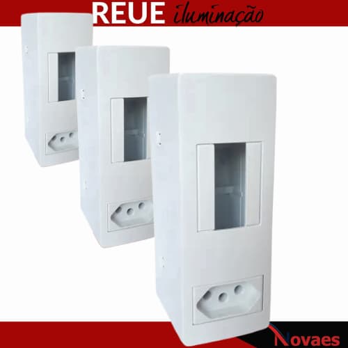 Kit 3 Caixa Disjuntor Bipolar Sobrepor Slim Tomada 20A