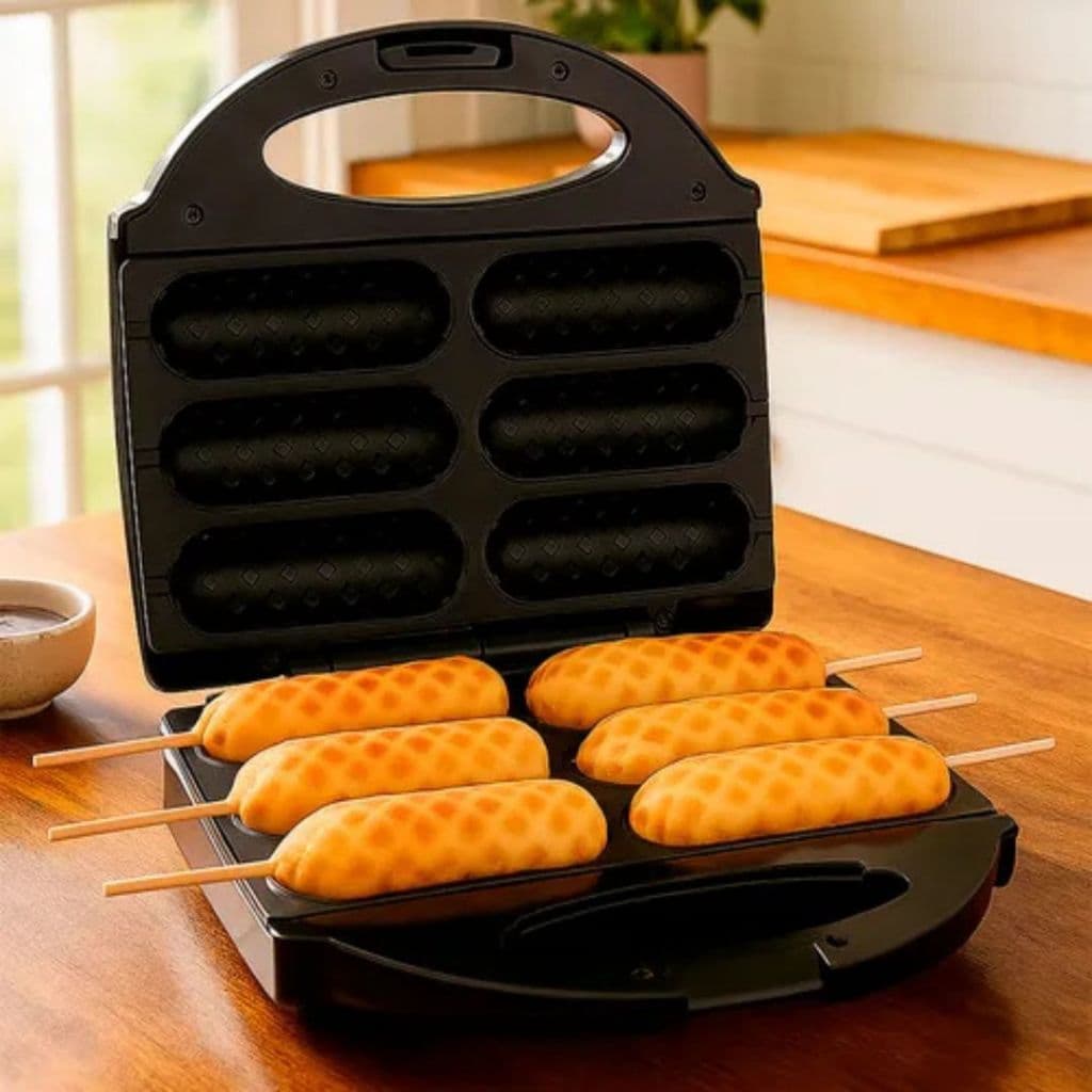 Máquina de Crepe Crepeira Elétrica Antiaderente Hot Dog Queijo Coalho Espetinho No Palito LCK