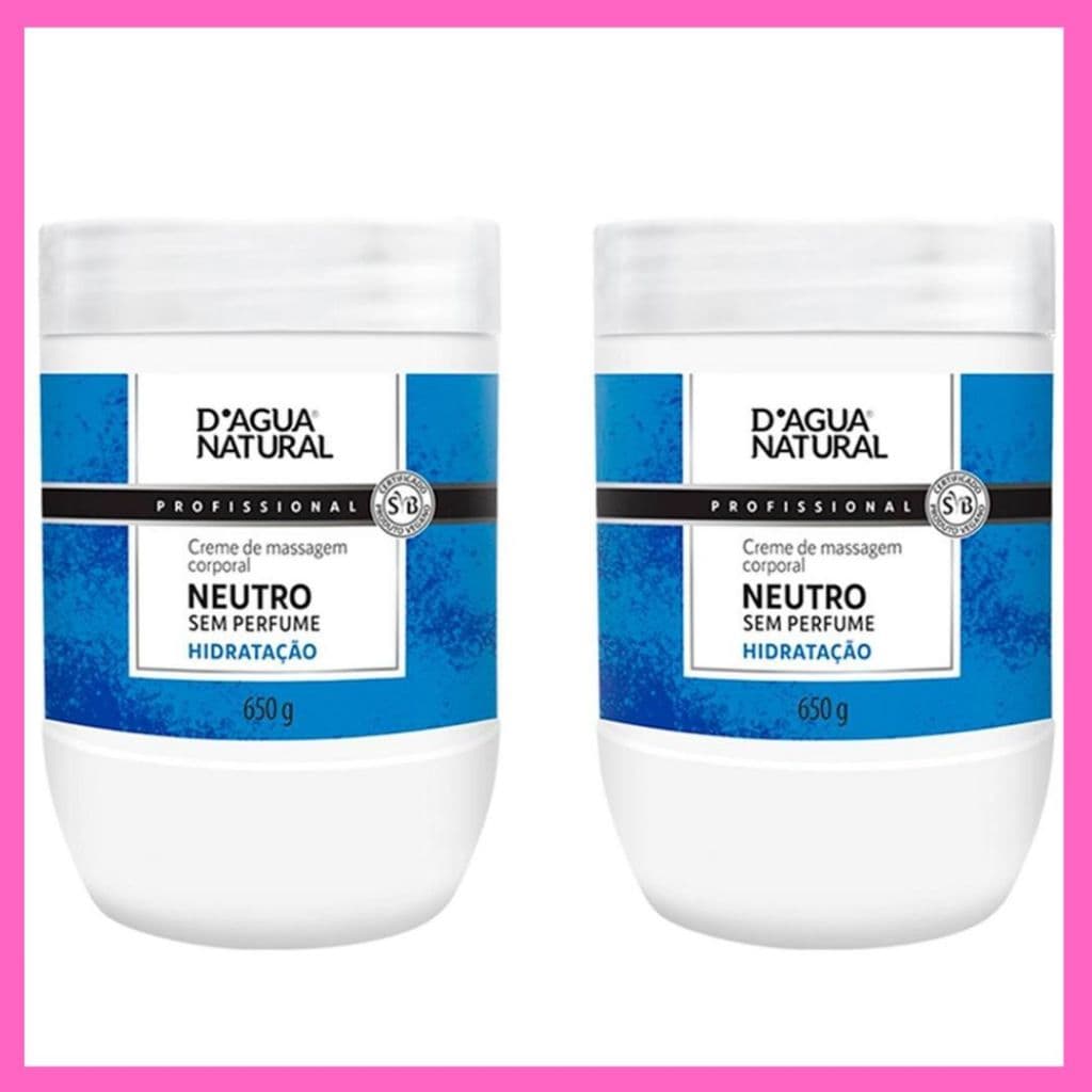 Kit 2 Cremes de Massagem Corporal Neutro Sem Perfume Dagua Natural 650G