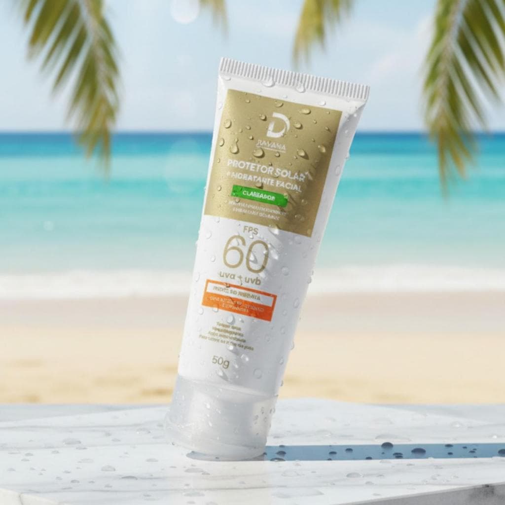 Protetor Solar Facial FPS 60 + Hidratante com Acido Hialurônico 50g - Proteção Imediata DAVANA